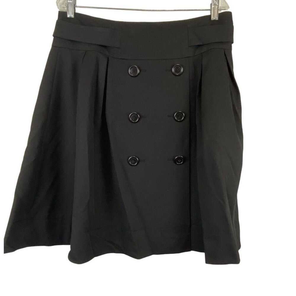 VTG Y2K Women SZ 14 Black Academia Career Preppy Double Breasted Buttons Skirt